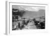 Aerial View of Main Street - Cordova, AK-Lantern Press-Framed Art Print