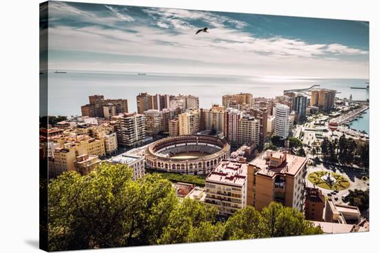 Aerial View of Malaga Bullring and Harbor. Spain-amok-Stretched Canvas