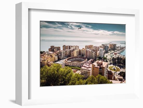 Aerial View of Malaga Bullring and Harbor. Spain-amok-Framed Photographic Print