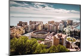 Aerial View of Malaga Bullring and Harbor. Spain-amok-Mounted Photographic Print