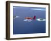 Aerial View of Maldivian Air Taxi Flying Above Islands in the Maldives, Indian Ocean-Papadopoulos Sakis-Framed Photographic Print