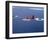 Aerial View of Maldivian Air Taxi Flying Above Islands in the Maldives, Indian Ocean-Papadopoulos Sakis-Framed Photographic Print