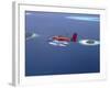 Aerial View of Maldivian Air Taxi Flying Above Islands in the Maldives, Indian Ocean-Papadopoulos Sakis-Framed Photographic Print