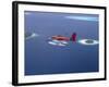 Aerial View of Maldivian Air Taxi Flying Above Islands in the Maldives, Indian Ocean-Papadopoulos Sakis-Framed Photographic Print