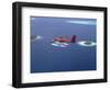 Aerial View of Maldivian Air Taxi Flying Above Islands in the Maldives, Indian Ocean-Papadopoulos Sakis-Framed Photographic Print