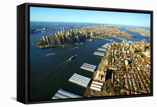 Aerial View of Manhattan and Brooklyn-Stefano Amantini-Framed Stretched Canvas