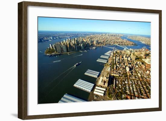 Aerial View of Manhattan and Brooklyn-Stefano Amantini-Framed Photographic Print