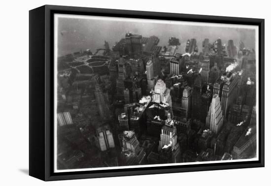 Aerial View of Manhattan, New York City, USA, from a Zeppelin, 1928-null-Framed Stretched Canvas