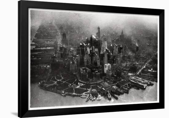 Aerial View of Manhattan, New York City, USA, from a Zeppelin, 1928-null-Framed Giclee Print