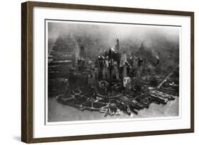 Aerial View of Manhattan, New York City, USA, from a Zeppelin, 1928-null-Framed Giclee Print