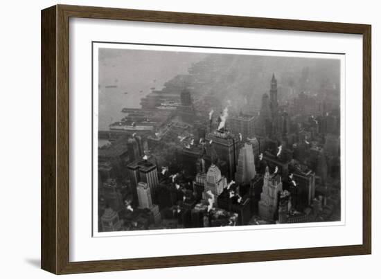 Aerial View of Manhattan, New York City, USA, from a Zeppelin, 1928-null-Framed Giclee Print