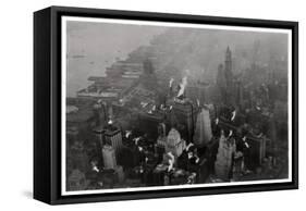 Aerial View of Manhattan, New York City, USA, from a Zeppelin, 1928-null-Framed Stretched Canvas