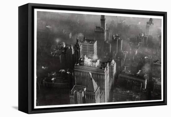 Aerial View of Manhattan, New York City, USA, from a Zeppelin, 1928-null-Framed Stretched Canvas