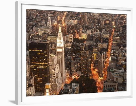 Aerial view of Manhattan with Flatiron Building, NYC-Michel Setboun-Framed Art Print