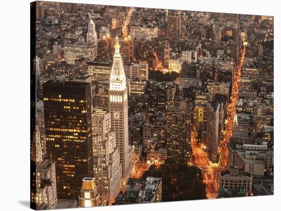 Aerial view of Manhattan with Flatiron Building, NYC-Michel Setboun-Stretched Canvas