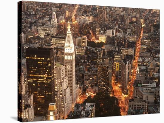 Aerial view of Manhattan with Flatiron Building, NYC-Michel Setboun-Stretched Canvas