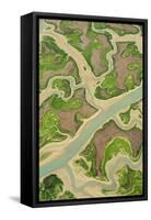 Aerial View of Marshes at Low Tide, Bahía De Cádiz Natural Park, Cádiz, Andalusia, Spain-López-Framed Stretched Canvas