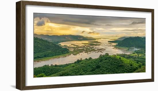 Aerial View of Mekong River and Forest, Thailand-Jakkreethampitakkull-Framed Photographic Print