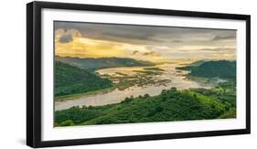 Aerial View of Mekong River and Forest, Thailand-Jakkreethampitakkull-Framed Photographic Print