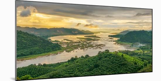 Aerial View of Mekong River and Forest, Thailand-Jakkreethampitakkull-Mounted Photographic Print