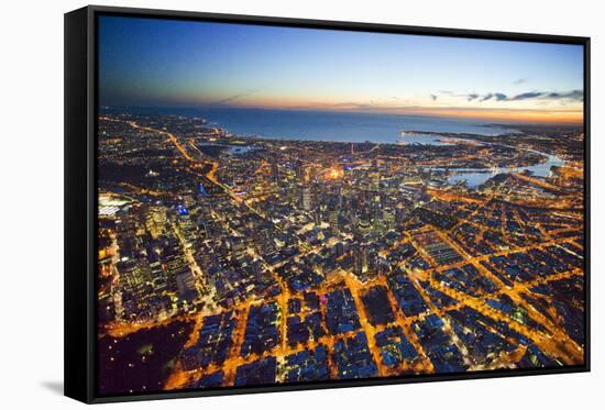 aerial view of Melbourne, cityscape and rooftops, Australia-John Gollings-Framed Stretched Canvas