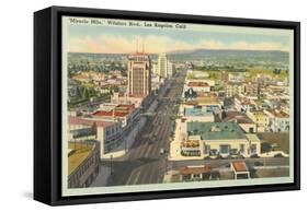 Aerial View of Miracle Mile, Wilshire Blvd., Los Angeles, California-null-Framed Stretched Canvas