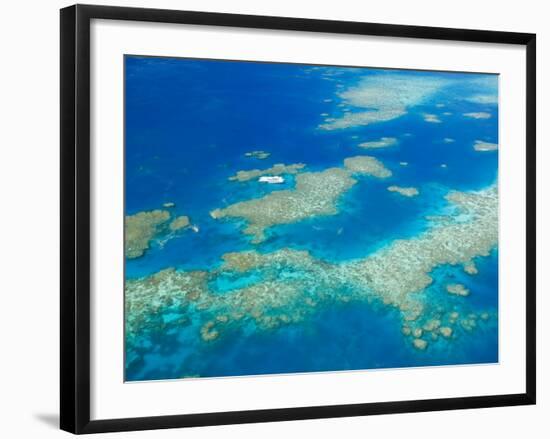 Aerial View of Moore Reef, The Great Barrier Reef, Cairns Area, North Coast, Queensland-Walter Bibikow-Framed Photographic Print