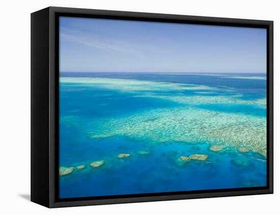 Aerial View of Moore Reef, The Great Barrier Reef, Cairns Area, North Coast, Queensland-Walter Bibikow-Framed Stretched Canvas