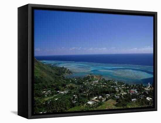 Aerial View of Moorea Showing Village and Reefs-Barry Winiker-Framed Stretched Canvas