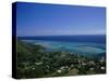 Aerial View of Moorea Showing Village and Reefs-Barry Winiker-Stretched Canvas