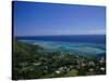 Aerial View of Moorea Showing Village and Reefs-Barry Winiker-Stretched Canvas