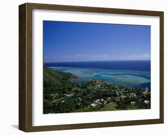 Aerial View of Moorea Showing Village and Reefs-Barry Winiker-Framed Photographic Print