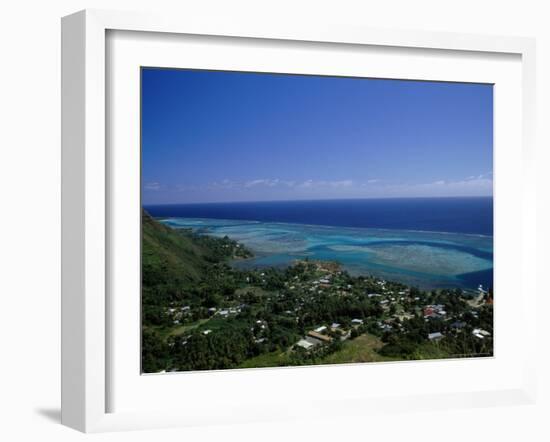 Aerial View of Moorea Showing Village and Reefs-Barry Winiker-Framed Photographic Print