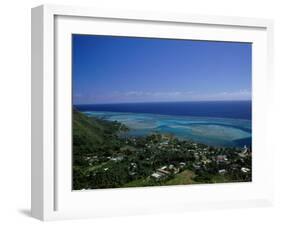 Aerial View of Moorea Showing Village and Reefs-Barry Winiker-Framed Photographic Print