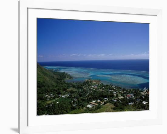 Aerial View of Moorea Showing Village and Reefs-Barry Winiker-Framed Photographic Print