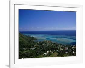 Aerial View of Moorea Showing Village and Reefs-Barry Winiker-Framed Photographic Print