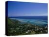 Aerial View of Moorea Showing Village and Reefs-Barry Winiker-Stretched Canvas