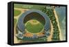 Aerial View of Municipal Stadium - Cleveland, OH-Lantern Press-Framed Stretched Canvas