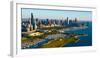 Aerial view of Museum Campus and skyline, Chicago, Cook County, Illinois, USA-null-Framed Photographic Print