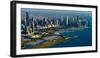 Aerial view of Museum Campus and skyline, Chicago, Cook County, Illinois, USA-null-Framed Photographic Print