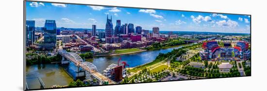 Aerial view of Nashville City and Cumberland River, Davidson County, Tennessee, USA-null-Mounted Photographic Print