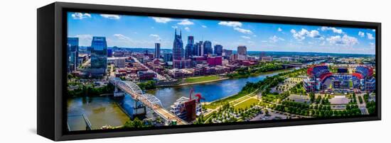 Aerial view of Nashville City and Cumberland River, Davidson County, Tennessee, USA-null-Framed Stretched Canvas