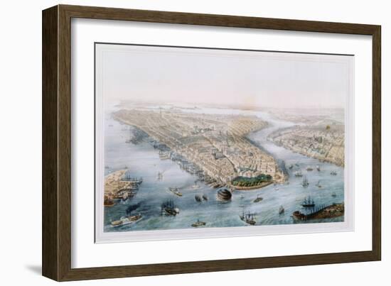 Aerial View of New York and Brooklyn-null-Framed Giclee Print