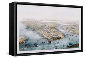 Aerial View of New York and Brooklyn-null-Framed Stretched Canvas