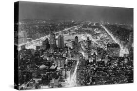 Aerial View of New York City, at Night-null-Stretched Canvas