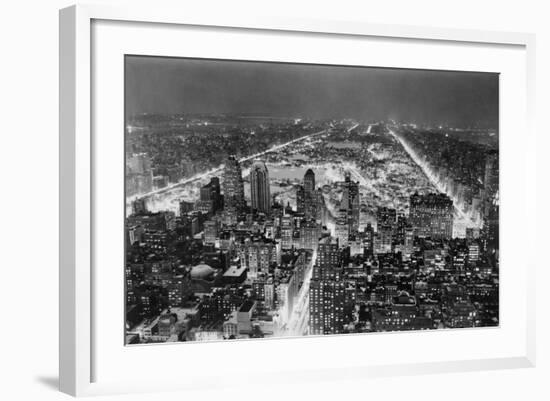 Aerial View of New York City, at Night-null-Framed Photographic Print