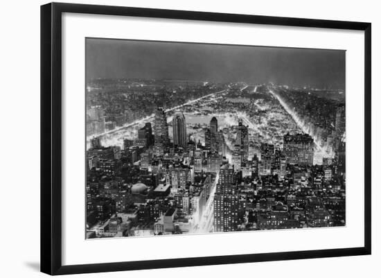 Aerial View of New York City, at Night-null-Framed Photographic Print