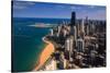 Aerial view of Oak Street Beach and Gold Coast skyline, Chicago, Cook County, Illinois, USA-null-Stretched Canvas