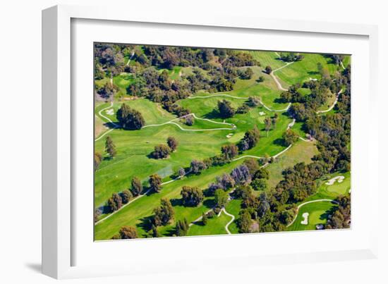 Aerial view of Ojai Valley Inn Country Club Golf Course in Ventura County, Ojai, California-null-Framed Photographic Print