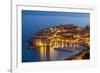 Aerial view of Old Port and Dubrovnik Old Town at night, UNESCO World Heritage Site, Dubrovnik, Dal-Neale Clark-Framed Photographic Print